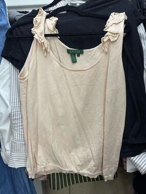 Ralph Lauren Cream Ruffle-Strap Tank Top